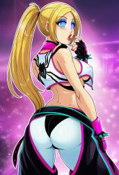 ai_generated bimbo blonde_hair blue_eyeshadow fatal_fury feminization han_juri hypnosis juri_han juri_han_(cosplay) king_of_fighters mascara red_lipstick rule_63 sano-br snk street_fighter terry_bogard