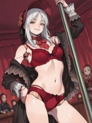 1girls ai_assisted ai_generated background bloodborne bonnet bra breasts character_name curvy_female curvy_figure doll doll_girl doll_joints female female female_focus female_only fromsoftware green_eyes lingerie looking_at_viewer panties plain_doll pole pole_dancing pose posing posing_for_the_viewer red_lingerie smile smiling smiling_at_viewer underwear undressing undressing_self video_game video_game_character video_game_franchise video_games voluptuous white_hair