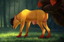 absurd_res anatomically_correct anatomically_correct_genitalia anatomically_correct_pussy anchee animal_genitalia animal_pussy anus asian_mythology ass big_breasts breasts canid canine canine_pussy east_asian_mythology female feral forest fox fox_spirit genitals hi_res kira_redpaw mammal multi_breast mythology nectar pregnant pussy quadruped tree