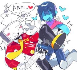 after_sex antennae_(anatomy) ass big_butt censored clothed clothing deltarune duo ejaculation electronics for_a_head hi_res human human_on_humanoid humanoid ineffective_censorship interspecies kris_(deltarune) male male/male mammal not_furry object_head screen screen_face screen_head television tenna_(deltarune) tv_head undertale_(series) wan_txt
