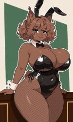 ai_generated animation_meme_community anthro anthro_female anthro_focus anthro_only bowtie brown_fur brown_hair bunny_ears cleavage curly_hair darcie_(yeagar) fake_bunny_ears fishnet_legwear fishnet_stockings fishnets furry furry_female furry_focus furry_only green_eyes huge_breasts playboy_bunny playboy_bunny_costume playboy_bunny_leotard tagme thick_thighs voluptuous voluptuous_anthro voluptuous_body voluptuous_female wide_hips yeagar youtube youtuber youtuber_girl