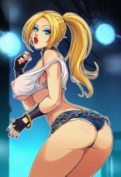 ai_generated bimbo blonde_hair blue_eyeshadow fatal_fury feminization final_fight hypnosis king_of_fighters mascara poison_(final_fight) poison_(final_fight)_(cosplay) red_lipstick rule_63 sano-br snk street_fighter terry_bogard