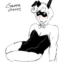 artist_request bunnysuit disney embarrassed embarrassed_expression flustered flustered_male gamma_jack male monochrome one_male pixar solo_male tagme tagme_(artist) tagme_(source) the_incredibles