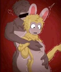 brown_fur female game gorilla gorilla_tag gtag male shocked shocked_expression teasing yellow_fur