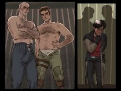 3boys artemy_burakh bara bara_tiddies bara_tits barazoku bulge bulge_down_leg bulge_through_clothing bulge_under_clothes daniil_dankovsky dominant dominant_male erection erection_under_clothes erection_under_clothing hairy hairy_chest hairy_male imminent_sex maledom malesub no_shirt pathologic pathologic_2 penis_under_clothes stakh_rubin submissive submissive_male threesome xn0regiax