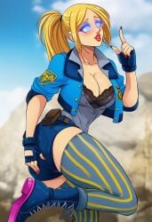 ai_generated bimbo blonde_hair blue_eyeshadow fatal_fury feminization hypnosis king_of_fighters lucia_morgan lucia_morgan_(cosplay) mascara red_lipstick rule_63 sano-br snk street_fighter terry_bogard