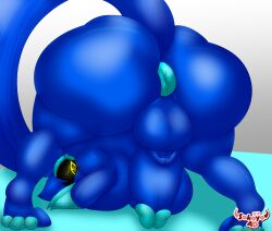3_toes 4_fingers animal_humanoid anthro anus ass ass_up balls big_balls big_breasts big_butt big_feet big_penis blue_body blue_fur blue_hair breasts canid canine claws cybernetics cyborg feet fingers fur futanari genitals hair hi_res huge_butt humanoid hyper hyper_butt intersex jack-o'_pose long_tail machine mammal mammal_humanoid nude penile penis pose protogen protogen_visor puffy_anus simple_background sokoyo_owo solo starry_(sokoyo_owo) tail toes yellow_eyes