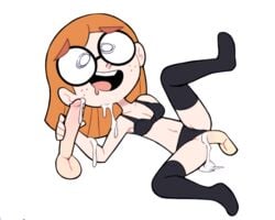 black_panties cum cum_in_pussy female_focus glasses illymation miscon panties panties_aside sex thighhighs youtube youtuber