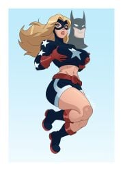 1girls batman batman_(bruce_wayne) big_ass big_breasts blonde_female blonde_hair blue_eyes body_swap body_switch bodyswap boob_grab boobgrab breast_grab breasts breasts_bigger_than_head bruce_wayne canon_body_swap canon_bodyswap canon_genderswap courtney_whitmore dc dc_comics dcau eyelashes female female_focus female_only genderswap_(mtf) hips justice_league justice_league_action justice_league_unlimited justice_society_of_america male male_in_female_body male_to_female midriff midriff_showing msmystica mtf_transformation possession rule_63 shorts solo solo_female star stargirl stargirl_(dcau) stargirl_(justice_league_action) stars super_suit superhero superhero_costume superheroine thick_ass thick_lips thick_thighs thighs tsf wide_hips