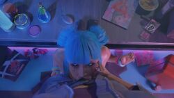 1futa 1girls 3d animated balls blue_hair blue_moon_(cyberpunk_2077) chloeangelva cyberpunk_2077 deepthroat face_fucking faceless_futa fellatio female futa_on_female futa_pov futanari head_grab intersex moaning_only mp4 music oral pov rigid3d sound tagme toughcookiesv video voice_acted