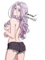 1girls baron_(artist) big_breasts breasts dat_ass female fuuto_pi kamen_rider kamen_rider_w long_hair looking_at_viewer looking_back sweat sweatdrop sweating sweaty tokime varon666