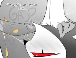 anthro avian beak bird black_beak black_text blitzo_(helluva_boss) bodily_fluids demon demon_humanoid dialogue dominant dominant_humanoid dominant_male duo english_text eye_roll faceless_character faceless_humanoid faceless_male feathers fellatio gasp genitals glans hanahaki_disease hellaverse helluva_boss humanoid humanoid_genitalia humanoid_penis imp male male/male male_anthro male_humanoid moan oral owl owl_demon penile penis petals potatonebula profanity red_sclera restricted_palette saliva saliva_on_penis saliva_string sex signature stolas_(helluva_boss) submissive submissive_anthro submissive_male talking_to_another talking_to_partner tears text throat_grab upside_down_fellatio vein veiny_penis white_eyes