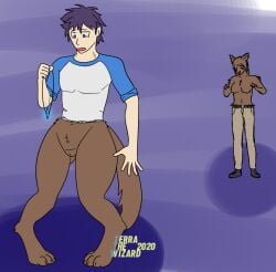 2020 4_toes 5_fingers after_transformation anthro anthro_transformation apprehensive biped black_boots black_clothing black_footwear blue_clothing blue_shirt blue_topwear body_part_swap boots bottomless bottomless_cuntboy bottomless_intersex bottomwear breasts brown_body brown_fur brown_hair canid claws clothed clothing cuntboy cuntboy_transformation digitigrade duo featureless_breasts feet female female_to_futa fingers footwear front_view fti_transformation fur futa_transformation futanari gender_transformation genitals glowing glowing_jewelry glowing_necklace grey_bottomwear grey_clothing grey_pants hair holding_jewelry holding_necklace holding_object human human_to_anthro humanoid intersex jewelry knock-kneed light_body light_skin looking_at_object looking_down male male_to_cuntboy mammal medium_breasts mti_transformation multicolored_clothing multicolored_shirt multicolored_topwear necklace pants partial_transformation paws pecs pecs_outline pointy_ears post-transformation prick_ears purple_background purple_eyes purple_hair pussy shirt shoes short_hair simple_background species_transformation standing tail terrathewizard toe_claws toes topless topless_anthro topless_female topwear transformation two_tone_clothing two_tone_shirt two_tone_topwear vulva