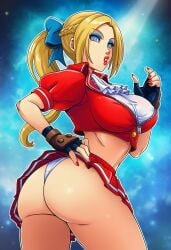 ai_generated bimbo blonde_hair blue_eyeshadow fatal_fury feminization hypnosis karin_kanzuki karin_kanzuki_(cosplay) king_of_fighters mascara red_lipstick rule_63 sano-br snk street_fighter terry_bogard