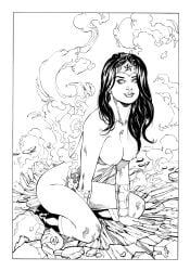 1girls alex_lei boots bracelet breasts dc dc_comics female ink medium_breasts medium_hair naked nipples nude nude_female solo solo_female wonder_woman wonder_woman_(series)