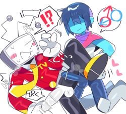 antennae_(anatomy) big_penis censored clothed clothing deltarune duo electronics for_a_head gender_symbol genitals hi_res human human_on_humanoid humanoid imminent_sex ineffective_censorship interrobang interspecies kris_(deltarune) male male/male male/male_symbol male_symbol mammal not_furry object_head penis pictographics screen screen_face screen_head sexuality_symbol symbol television tenna_(deltarune) tv_head undertale_(series) wan_txt