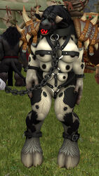 3d absurd_res anthro ball_gag bbdworks blizzard_entertainment bondage bovid bovine breasts cattle female furry gag harness hi_res hooves horn mammal multi_breast slave solo source_filmmaker tauren video_games warcraft