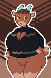 1girls alternate_breast_size animal_crossing anthro ass big_breasts chubby cleavage female female_only furry goat horns looking_away nintendo overweight overweight_female pashmina_(animal_crossing) solo source_request sweater tail thewhitelight thick thick_thighs vagina wide_hips