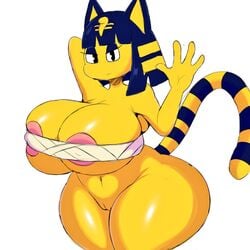 1girls 4_fingers abs alternate_breast_size animal_crossing ankha anthro areolae armpits ass big_breasts black_eyes blonde_hair blue_fur blue_hair breasts cleavage egyptian eye_contact felid feline felis female fur furry furry_only half-closed_eyes huge_ass huge_breasts itisjoidok looking_at_viewer mammal mostly_nude naked navel nintendo nude pussy sketch solo solo_focus source_request stripes tail thick_thighs underboob video_games waving wide_hips yellow_fur