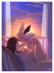 1futa 1girls absurd_res after_kiss anthro anthro_penetrated anthrofied breeder brown_hair clitoral_fingering clitoris collar drool_string duo eeveelution eyes_covered female female_penetrated furry futanari hair half-closed_eyes hi_res human human_on_anthro human_penetrating human_penetrating_anthro intersex intersex/female intersex_penetrating intersex_penetrating_female interspecies jolteon mammal narrowed_eyes nintendo original_character penetration pokémon_(species) poképhilia pokemon pokemon_rgby pussy sugarbossu text vaginal_penetration video_games watermark white_border