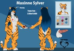 absurd_res anthro ass balls breasts diegojhol felid feline futanari genitals gynomorph hi_res intersex mammal maxiinne_sylver model_sheet nipples nude pantherine penis simple_background solo tiger