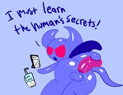 anal anal_masturbation anal_sex backsack balls demon dildo english_text genitals hi_res horn humanoid imp male male_only mark_m masturbation penetration purple_body purple_skin red_eyes sex_toy solo text zilx_(bugmag)