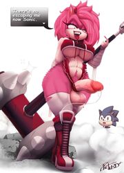 1futa 2020 absurd_res amy_rose anthro balls bodily_fluids boots breasts clothed clothing dialogue english_text eulipotyphlan footwear futadom_caption futanari genital_fluids genitals green_eyes gynomorph hair hammer hedgehog hi_res humanoid_genitalia humanoid_penis intersex mammal melee_weapon open_mouth penis picturd pink_hair precum pubes saliva sharp_teeth solo_futa sonic_(series) sonic_the_hedgehog sonic_the_hedgehog_(series) speech_bubble sweat teeth text tongue tongue_out tools under_boob vein veiny_penis weapon