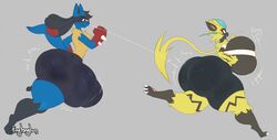 1boy 1girls anthro ass balls big_ass big_balls big_breasts big_bulge big_penis big_testicles bouncing_balls bouncing_breasts breasts bulge duo female furry girly huge_ass huge_balls huge_breasts huge_bulge huge_cock huge_testicles hyper hyper_ass hyper_balls hyper_breasts hyper_bulge hyper_genitalia hyper_penis hyper_testicles jogging legendary_pokemon lucario male nintendo onomatopoeia penis pokemon pokemon_(species) pokemon_dppt pokemon_usm running sound_effects straight testicles text thick_thighs tingtongten video_games wide_hips zeraora