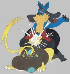 1boy 1girls all_fours anthro anthrofied ass ass_up belly belly_expansion big_ass big_belly big_breasts bodily_fluids breasts cum cum_inflation cum_inside drooling duo ejaculation female female_penetrated female_pokemon femboy femboy_on_female furry genital_fluids girly hetero hi_res huge_ass huge_breasts hyper hyper_breasts inflation interspecies laying_on_breasts legendary_pokémon lucario male male/female male_penetrating male_penetrating_female male_pokemon male_pokemon/female_pokemon mega_lucario nintendo open_mouth penetration pokemon pokemon_(species) pokemon_dppt pokemon_usm saliva sex straight thick_thighs tingtongten video_games wide_hips zeraora