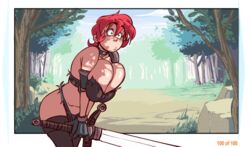 balak glasses huge_breasts nomoco red_hair