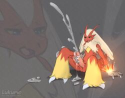 1boy 2020 anthro anthrofied avian beak bird blaziken blush bodily_fluids cum cumshot dated digital_media_(artwork) ejaculation erection excessive_cum feet feral fur genital_fluids lukurio male male_only masturbation nintendo nude orgasm penis pent_up pokemon pokemon_(species) pokemon_rse simple_background solo testicles text video_games watermark zoom_layer