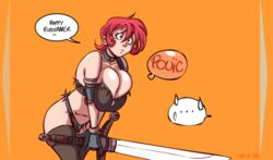 balak glasses huge_breasts nomoco red_hair