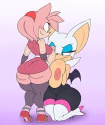 1futa 1girls amy_rose anthro anthrofied ass bat bedroom_eyes big_ass big_breasts big_butt blushing breasts camel_toe cameltoe chiropteran clothing duo erection eulipotyphlan female futa/female futa_on_female futanari genitals hedgehog hi_res huge_breasts huge_penis humanoid_genitalia humanoid_penis intersex intersex/female kneeling mammal okioppai outercourse paizuri panties pantylines penis pussy rouge_the_bat sega sex sonic_(series) underwear