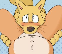 anthro balls_deep blueballs_(artist) blush canid canine deepthroat duo fellatio first_person_view fox kaiketsu_zorori looking_at_viewer male male/male mammal oral penetration submissive submissive_male zorori