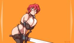 balak glasses huge_breasts nomoco red_hair