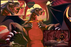 anthro belly bodily_fluids bunsen canid canine canis castle digestion dobermann domestic_dog dragon duo female female_prey feral hi_res internal kara male male_pred mammal paws pinscher saliva scalie stomach swallowing teeth vore western_dragon wings yui-hii