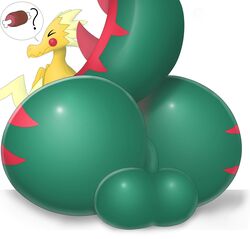 1boy 2019 ? absurd_res anthro anthrofied ass big_ass big_testicles butt_focus chubby closed_eyes dracozolt dragon food green_body hi_res male male_only meat nintendo pandashorts pokémon_(species) pokemon pokemon_ss scalie simple_background sitting solo speech_bubble testicles thick_thighs video_games white_background wide_hips yellow_body