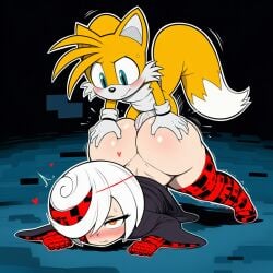 anal anal_sex ass blushing booty butt enemies_with_benefits hearts miles_prower miles_tails_prower sage_(sonic) sage_(sonic_frontiers) shortstack tails_the_fox