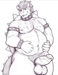 1boy balls bowser male male_only mario_(series) nintendo penis smile super_mario_bros.