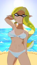 beach beach_background bikini cameltoe inkling_girl kou_(splatoon) self_upload tan_lines the_club