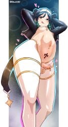 1boy arms_up balls ballsack black_hair blush blushing braided_hair cock femboy femboy_focus feminine_male functionally_nude genital_fluids genshin_impact girly green_eyes heart_symbol hi_res highres hoyoverse light-skinned_femboy long_hair male male_only multicolored_hair nipple_piercing nipples nun_hat nun_outfit obuk182 otoko_no_ko otokonoko penis penis_piercing precum precum_string sissy sweat sweatdrop testicles thick_thighs thighs tongue_out trap twin_braids two-tone_hair uncensored venti_(genshin_impact)
