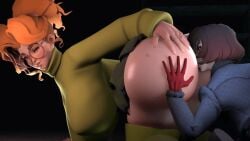 3d animated curly_hair deadlock donan eating_ass face_in_ass freckles freckles_on_ass ginger ginger_female ginger_hair glasses green_sweater hand_on_ass huge_ass huge_breasts mina_(deadlock) orange_hair paige_(deadlock) purple_hair red_gloves sweater tongue tongue_in_anus