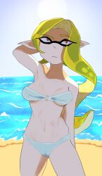 beach_background bikini cameltoe inkling_girl kou_(splatoon) pale_skin self_upload the_club