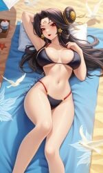 ai ai_art ai_generated alixx_nswf ass aurora_(league_of_legends) beach big_breasts bikini black_hair breasts chinese_female mlbb mobile_legends mobile_legends:_bang_bang sexy