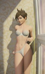 1girl 3d blindout female lingerie overwatch overwatch_2 petite short_hair solo solo_focus tracer underwear