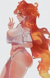 1girls artist_request ass breasts female female_focus female_only genshin_impact large_ass large_breasts looking_at_viewer mavuika_(genshin_impact) solo thick_thighs thighs wide_hips