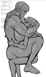 boobs_on_face implied_sex lilithcharlott2 maruko_gaku mojiro_moko sitting_on_lap sketch the_hundred_line_-last_defense_academy-