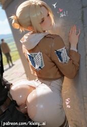 1boy 1girls ai_generated annie_leonhardt ass ass_focus ass_grab attack_on_titan big_ass big_breasts blonde_hair blue_eyes blush breast_grab breasts closed_mouth clothes clothing cute cute_face doggy_style exposed_breasts female female_focus large_ass large_breasts light-skinned_female light_skin looking_at_viewer nipples penis penis_in_pussy pink_nipples pussy sexy sexy_body sexy_female short_hair shuumatsu_no_valkyrie younger_female
