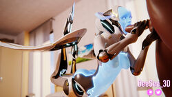 3d big_ass big_penis blizzard_entertainment blue_skin dark-skinned_male deesee3d echo_(overwatch) fellatio hand_on_penis handjob interracial oral overwatch overwatch_2 robot robot_girl small_breasts smaller_female unseen_male_face