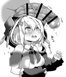 1boy 1girls ars_almal atahuta black_and_white female huge_balls huge_cock nijisanji penis_awe penis_on_head veiny_penis virtual_youtuber